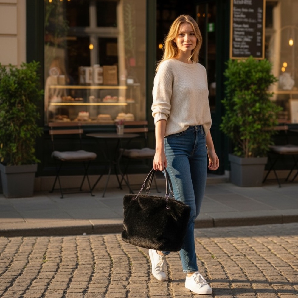 Off 5TH Expressions Faux Fur tote